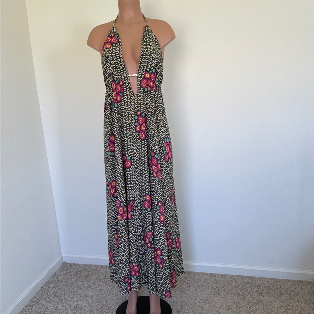 Tricia Fix Black and Pink Backless Maxi Dress